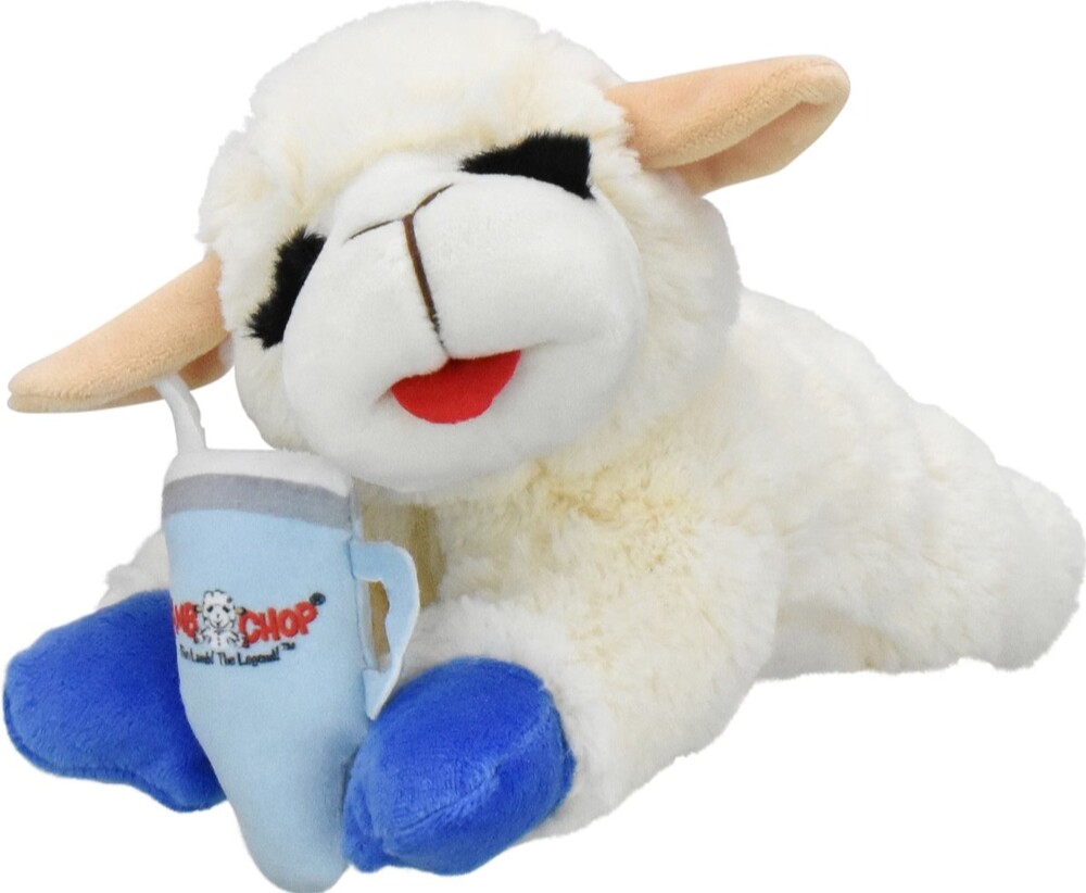 Multipet Lamb Chop with Drink Tumbler Plush Dog Toy 10.5 inch